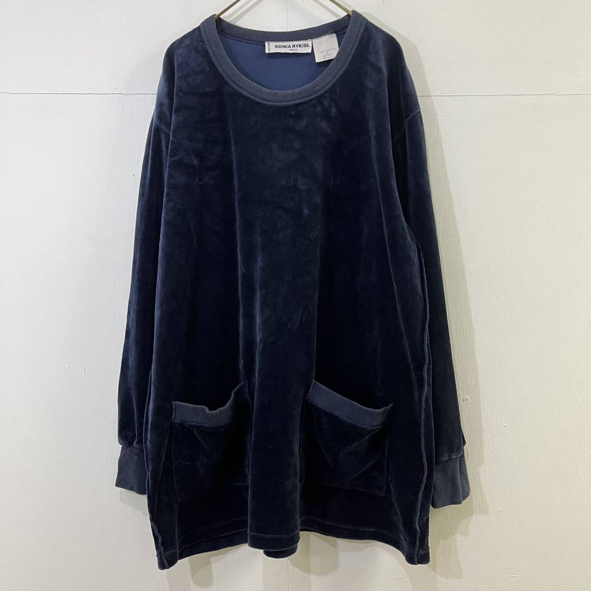 SONIA RYKIEL PARIS フランス製 極上 ベロアスウェット ベロアカットソー ベルベット プルオーバー ソニアリキエル【送料一律/同梱可能】O拍卖