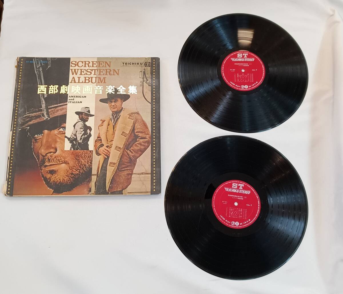 西部劇映画音楽全集 LP レコード 2枚組 TEICHIKU STEREO ST・801 アメリカ イタリア SCREEN WESTERN ALBUM レトロ 当時物拍卖