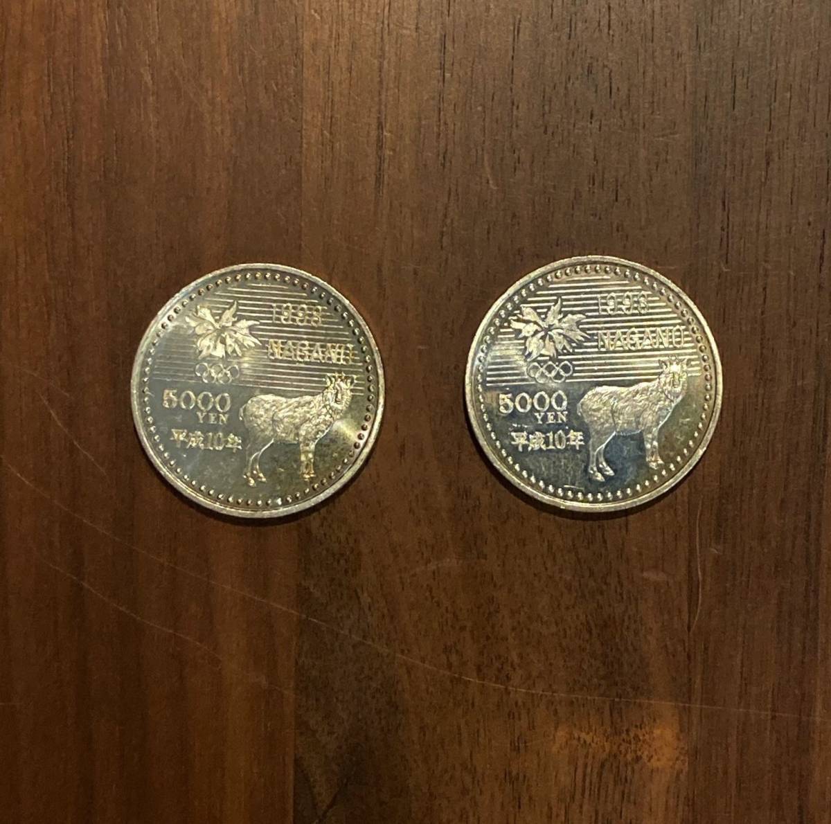 長野冬季五輪 NAGANO オリンピック 5000円 硬貨 五千円銀貨幣 1998年(平成10年) 記念硬貨 合計2枚拍卖