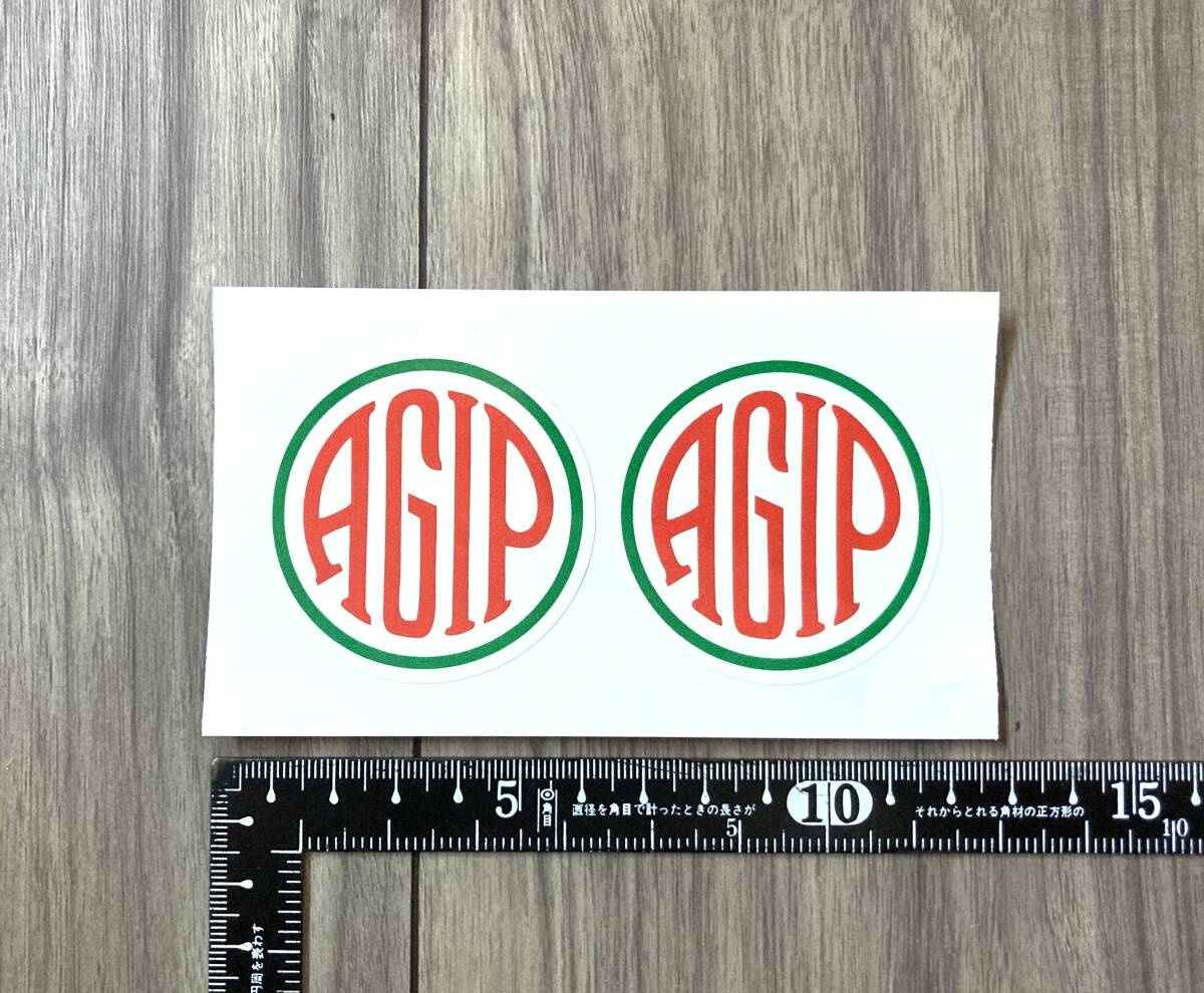 送料無料 Agip Old Style アジップ ステッカー 55mm ペアセット拍卖