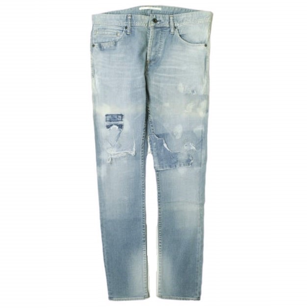 新品 e JEANS イージーンズ SEA HORSE SLIM 岡山児島 ダメージ&リペアパッチ ストレッチスリムデニムパンツ e-801 3 定価38,500円 g17266拍卖