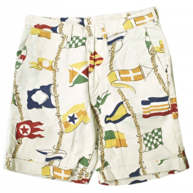 MONITALY モニタリー アメリカ製 フラッグプリント コットンリネンショーツ 13-25-0019-766 30 オフホワイト ショートパンツ g18478拍卖