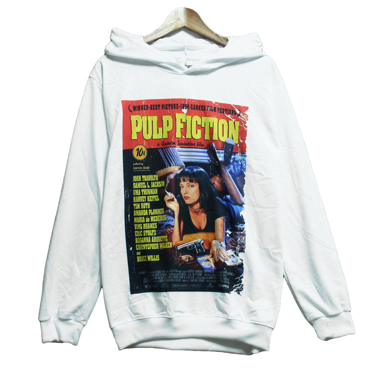 プルオーバーパーカー パルプフィクション ミア タランティーノ 映画パーカー スウェット フード付き 薄手 ★pk0054-wht-m拍卖