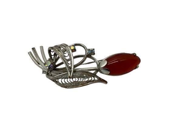 【送料無料!!】天然瑪瑙 ブローチ レディース メノウ アクセサリー レッド カラーストーン レディース 服飾小物 ファッション おしゃれ拍卖