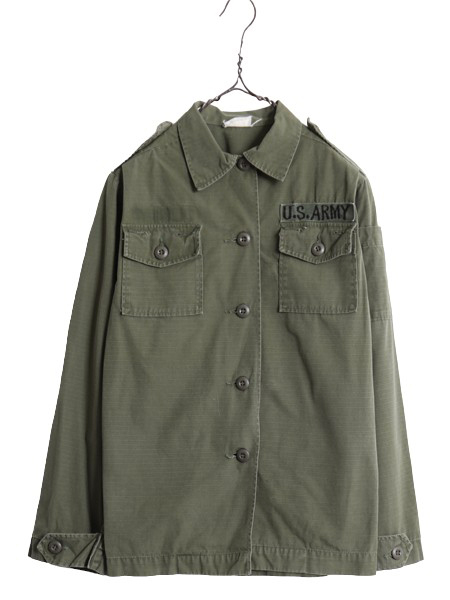 60s 70s 米軍実物 US ARMY リップストップ ユーティリティ シャツ 10 レディース M 程 60年代 70年代 ヴィンテージ アーミー ジャケット 緑拍卖