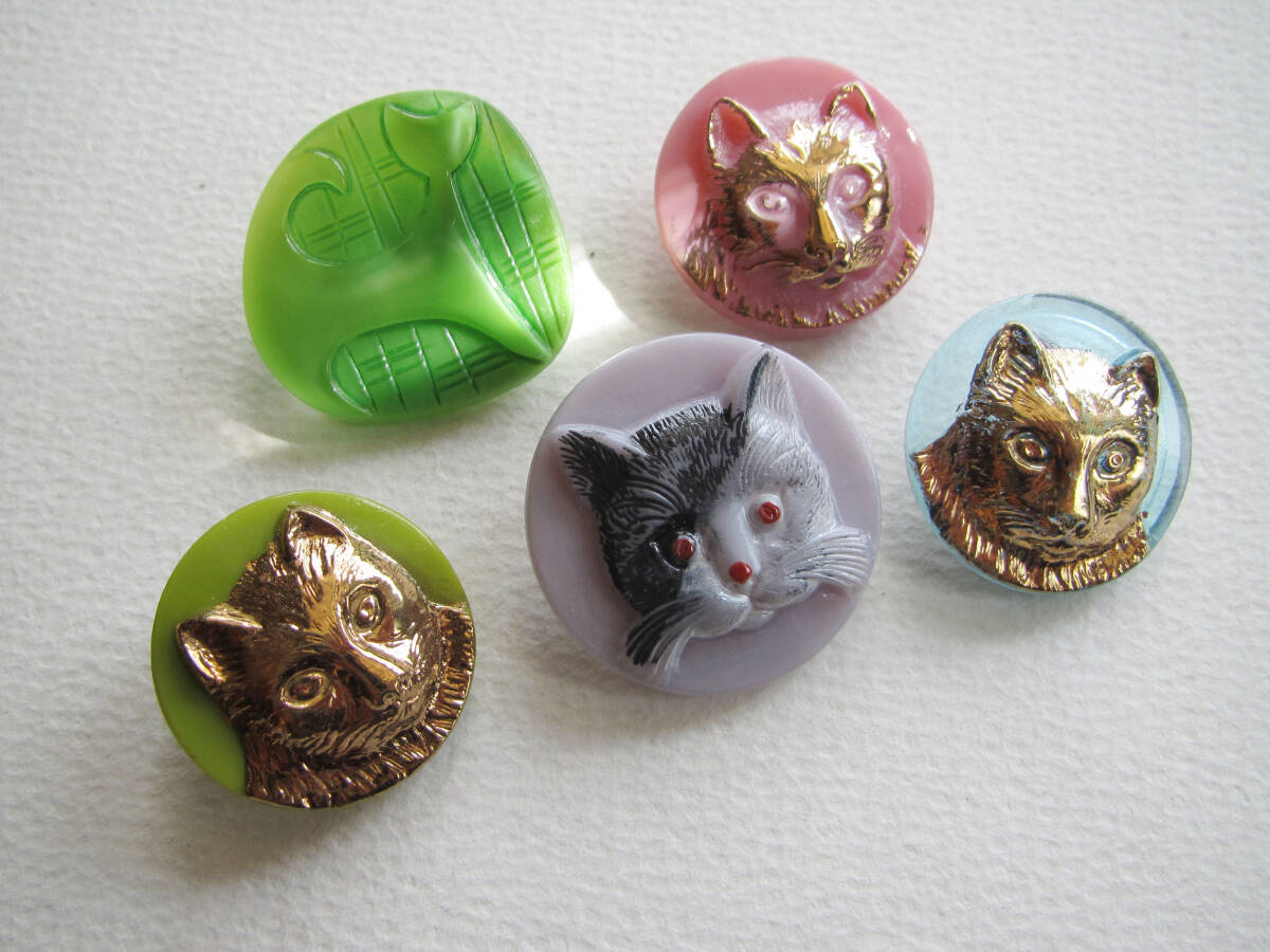CZグラスボタン 猫ちゃんセット 2200-1拍卖