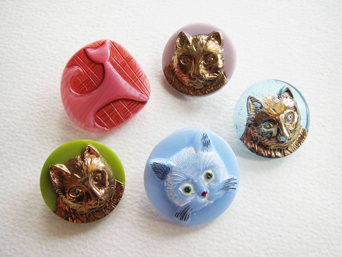 CZグラスボタン 猫ちゃんセット 2200-2拍卖