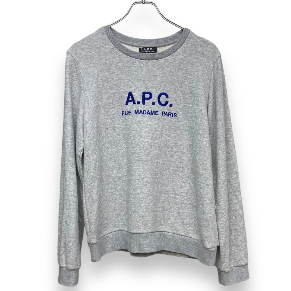 A.P.C. ロゴ刺繍デザイン スウェットトレーナー Uサイズ グレー 23236-1-98011 アーペーセー 長袖拍卖