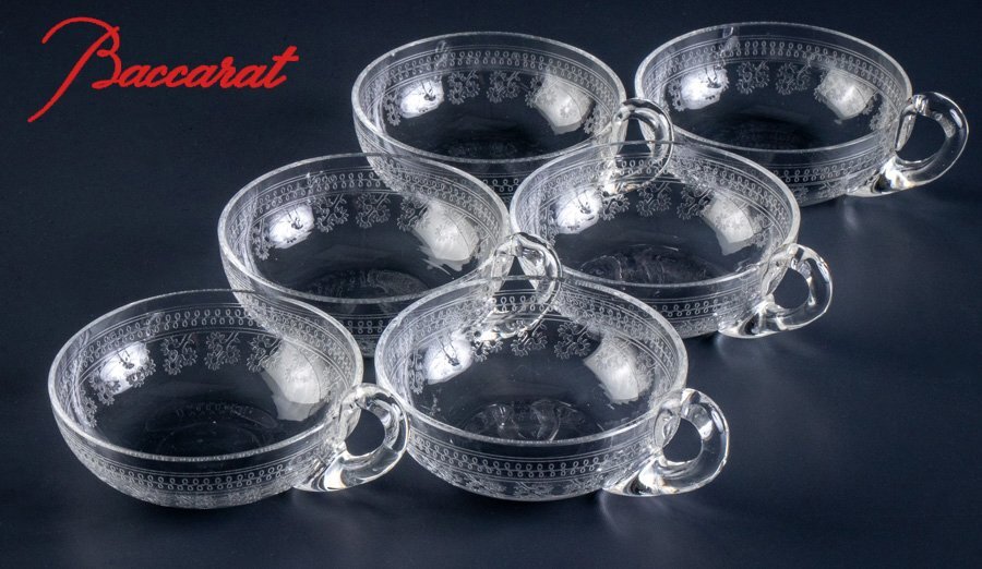 【Baccarat】『 オールドバカラ ポンパドゥール アイスクリームカップ 6客 16834 』ガラスコップ フランス クリスタルブランド 洋食器拍卖