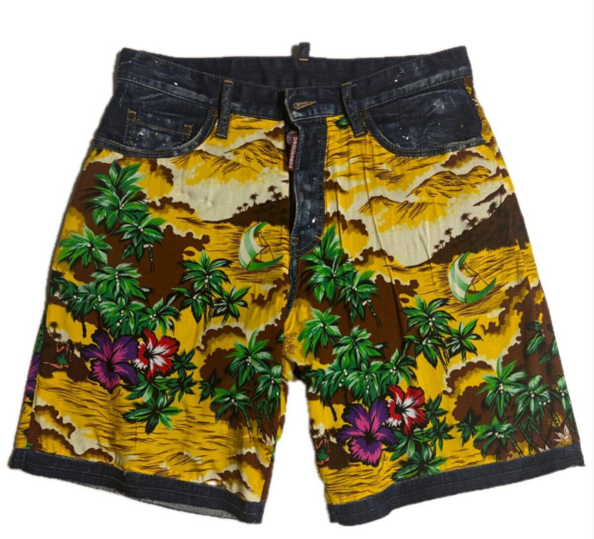 【ディースクエアード 美品】メンズ デニム ハーフパンツ イタリア製 44 S〜Mサイズ ディースク ショートパンツ ボトムス パンツ DSQ DENIM拍卖