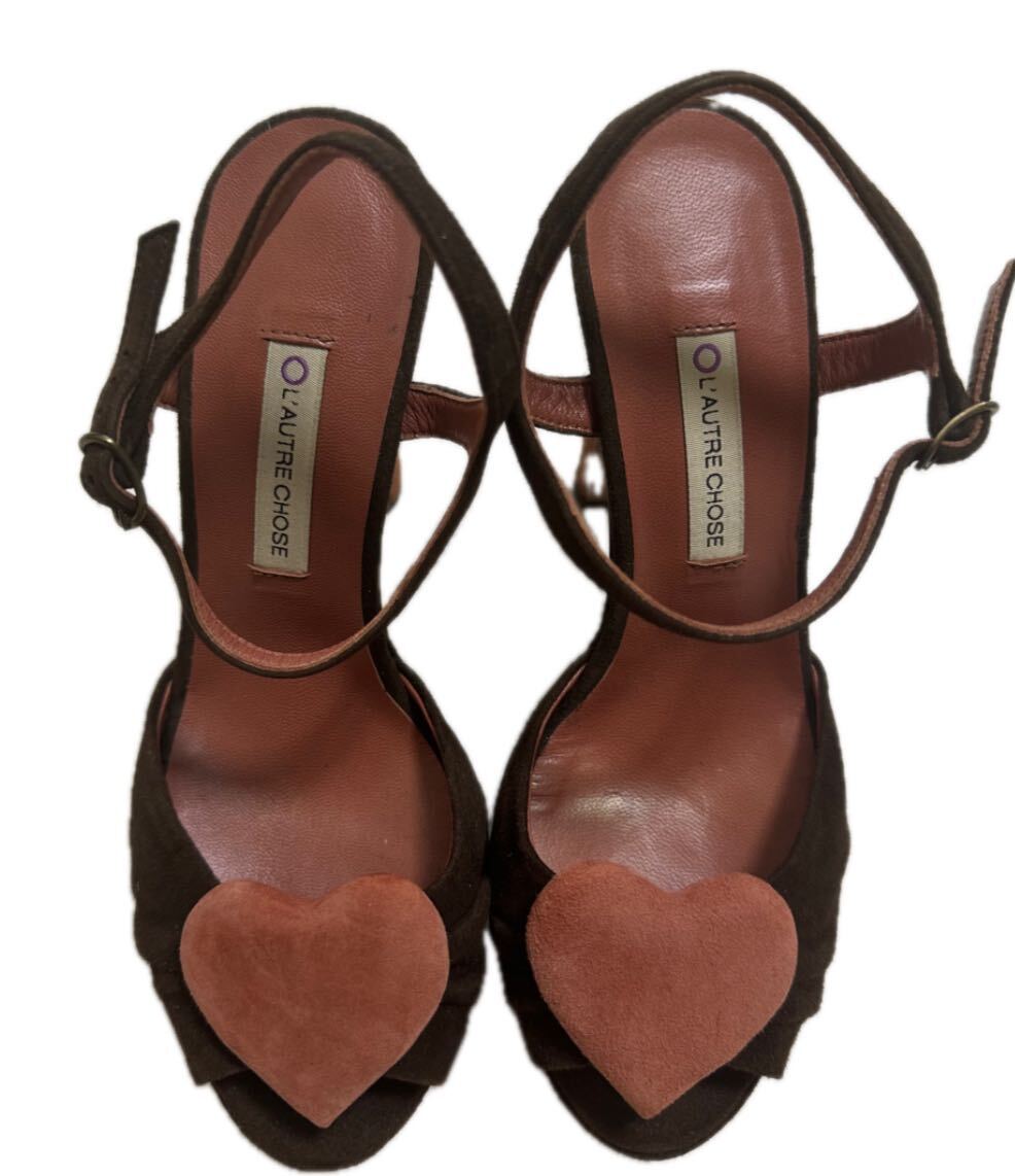 【ロートレショーズ 美品】レディース オープントゥ サンダル 35ハーフ 22〜23cm イタリア製 ストラップ サンダル 厚底シューズ ブラウン拍卖