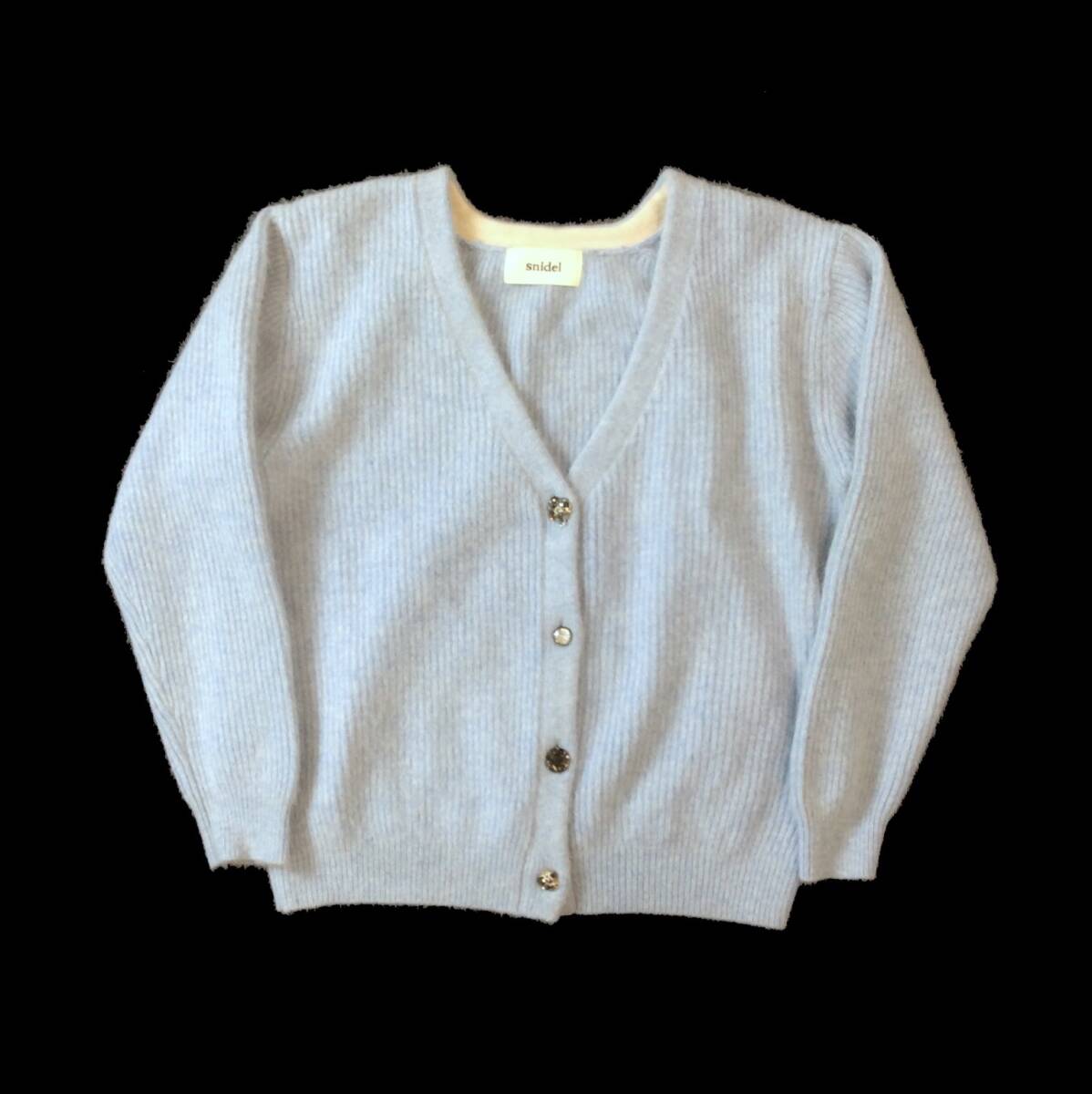 snidel スナイデル アンゴラ/ナイロン/ウール カーディガン ニット セーター 水色 レディース フリーサイズ拍卖