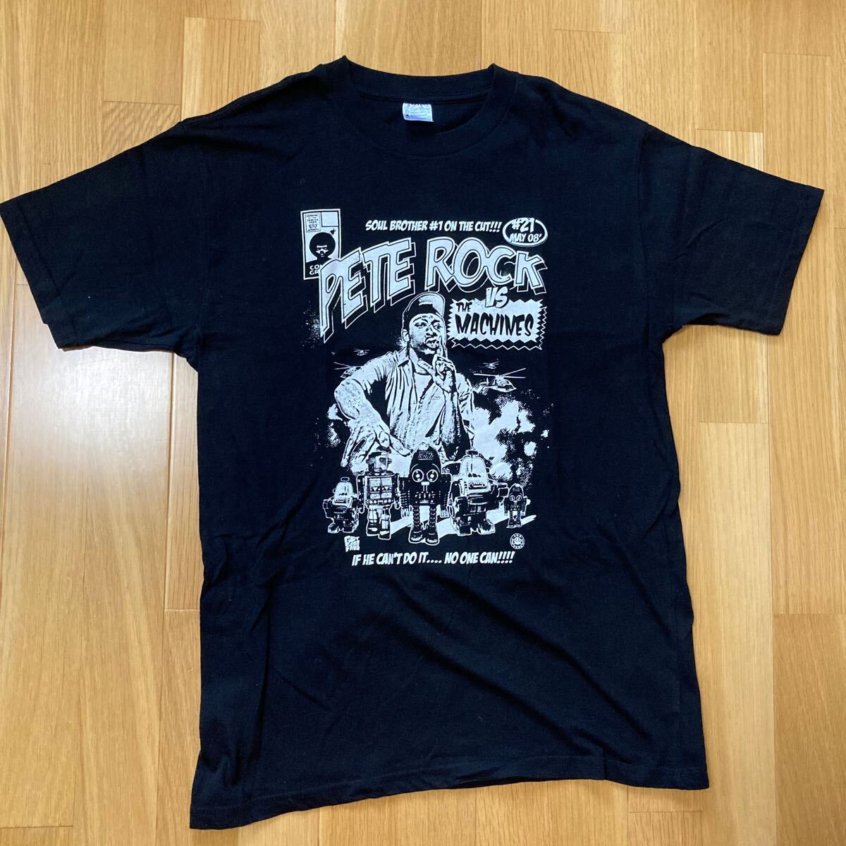 未使用に近い サイン入り ピートロック サイズL 黒 2008年ツアー Tシャツ PETE ROCK hiphop バンドTシャツ SOUL SURVIVOR拍卖