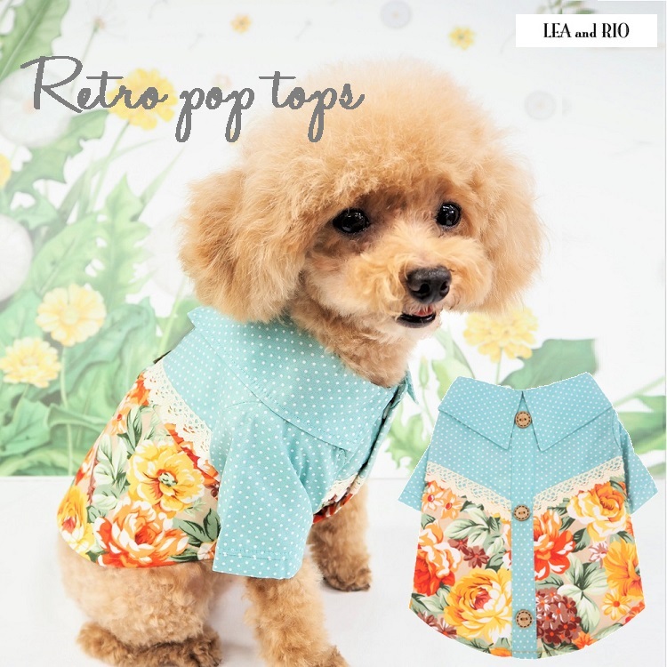 トップス シャツ ブラウス 1~6号 LB11 ドット柄 花柄 極小犬 パピー 超小型犬 小型犬 犬 猫 ペット 服 犬服 猫服 犬の服 カジュアル拍卖