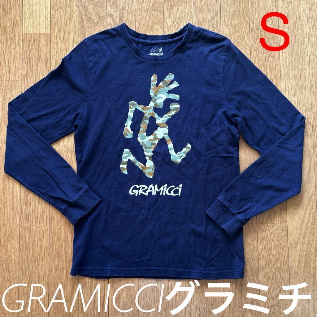 グラミチ GRAMICCI ロングT シャツ ネイビー プリント サイズS アウトドア キャンプ拍卖