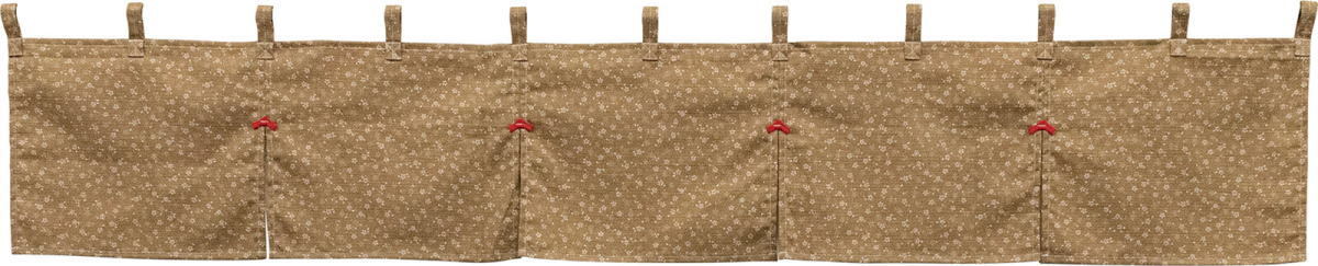 綿100%5つ割れ カウンターのれん「桜・麻の葉 亜麻色95352」 幅180×丈30cm共チチ11個付 和風/カウンター/店舗/お店のれん5巾/5つ割れ拍卖