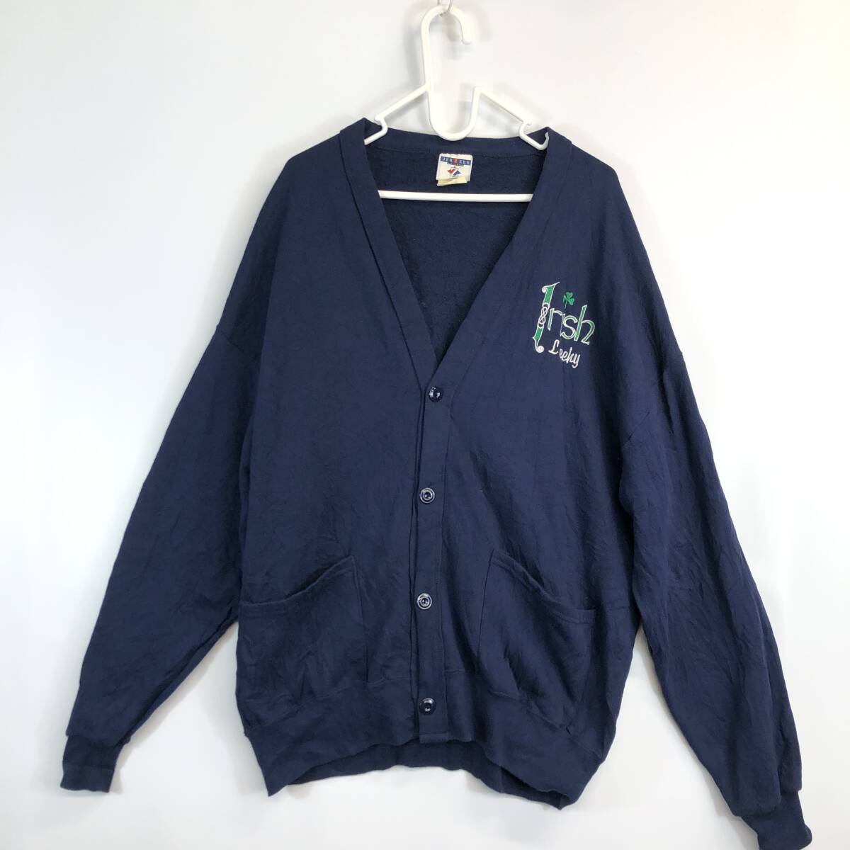 90s 00s ジャージズ JERZEES スウェットカーディガン ネイビー メキシコ製 OSFMサイズ 刺繍拍卖