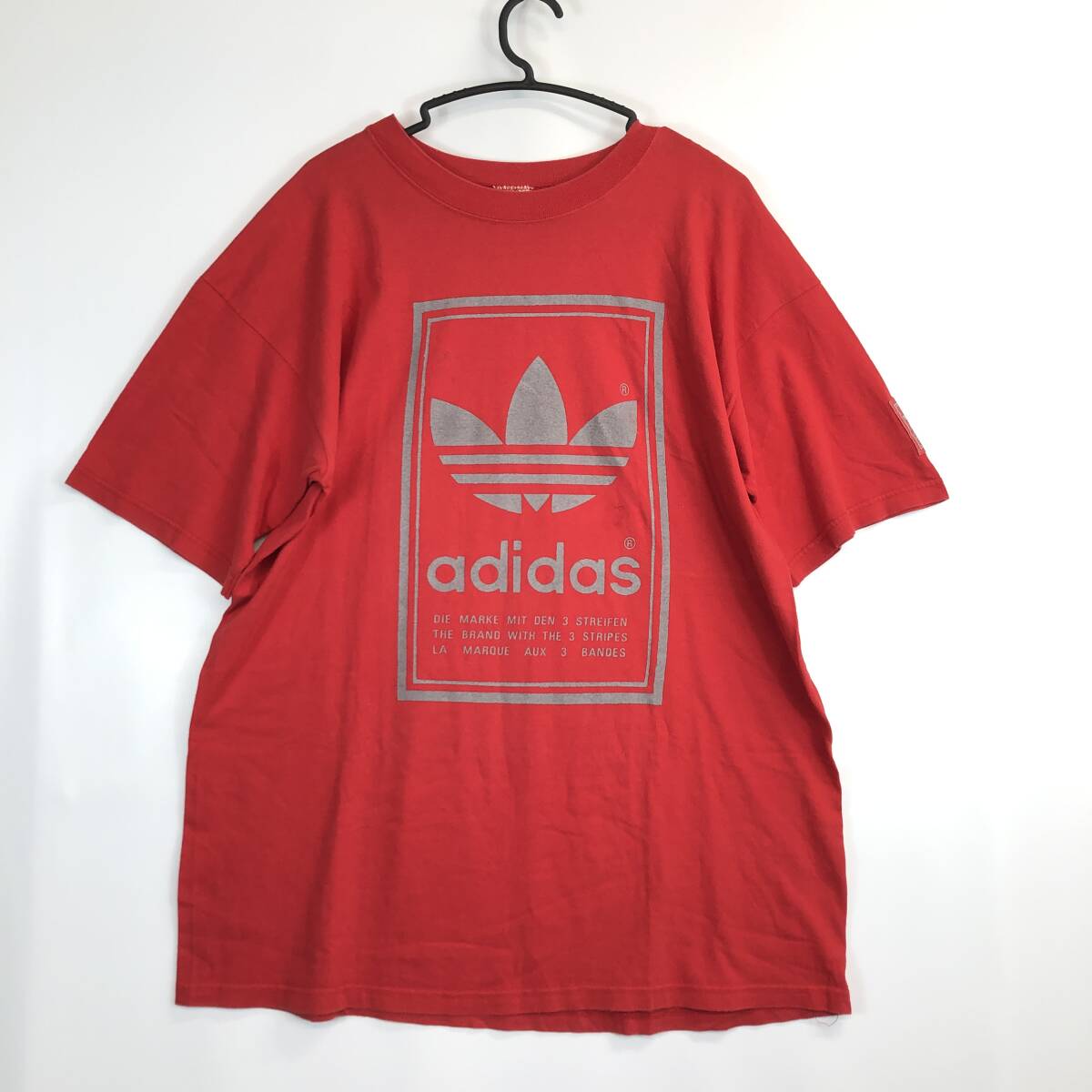 90s USA製 アディダス adidas 半袖Tシャツ Lサイズ レッド 拍卖