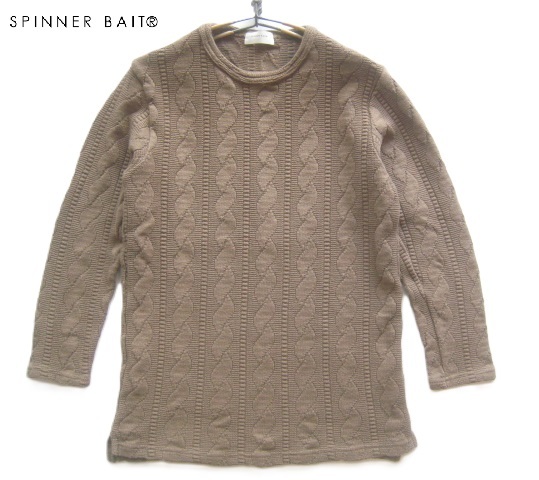 美品日本製!!スピナーベイト SPINNER BAIT*7分袖 ケーブル編みコットンニットセーター 40 実寸M モカブラウン 茶拍卖