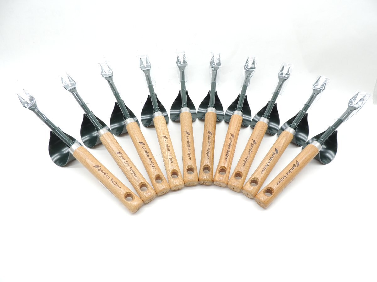 日本製 garden helper ガーデンヘルパー グリーン 木柄 テコ付草ヌキ(刃先ケース付) 10丁セット JAN 4931999644448 草取除草拍卖