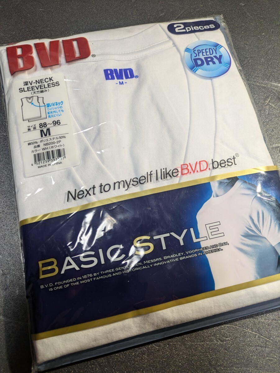 BVD スリーブレス M シャツ 2枚組 深いVネック メンズ 紳士 肌着 インナー アンダーシャツ ホワイト / NB200-2P拍卖
