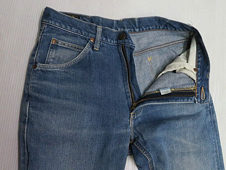 DP76リーLEEアメリカ古着70’Sビンテージ復刻デニムパンツW32ストレートTALONインディゴデニム日本製ポケット当て布付レザーパッチ オール拍卖