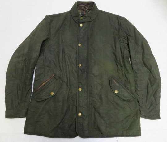CJ5バーブァーBARBOURイギリス古着クラッシックCLASSIC TARTANオイルド コットンジャケットXLビッグサイズ緑系ライナー付き英国ブランド拍卖