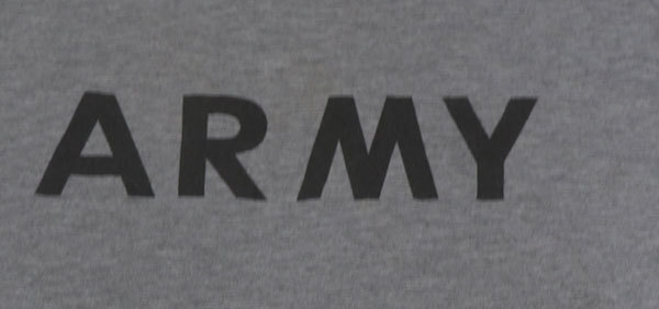 ST10米軍実物ARMYアメリカ古着ミリタリーTシャツLビッグサイズ両面プリントTシャツ/グレー系オールド&レトロ拍卖