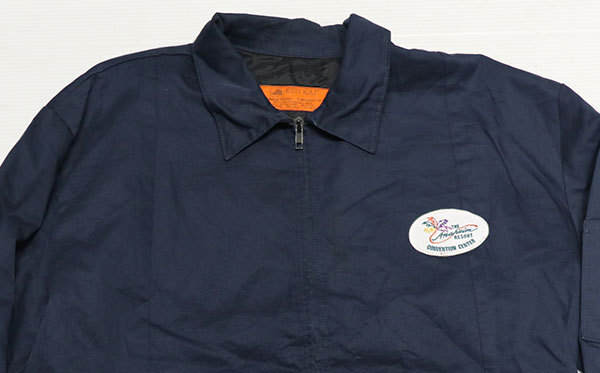 CJ54レッドキャップRED KAPアメリカ古着ワークジャケット90'SビンテージLビッグサイズ紺系コットンジャケット薄中綿入りパッチ付ユニホーム拍卖