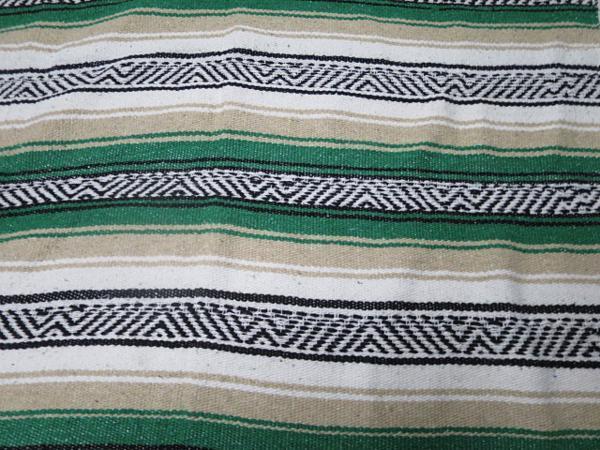 USE4メキシカンラグunknownブランケットMexicoインディアン敷物ネイティブ カーペット アウトドア緑系x白xベージュ他拍卖