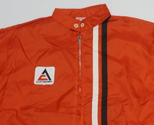 NJ18レーシングジャケットUNKNOWNアメリカ古着アメリカ製シングル襟ナイロンジャケットXLビッグサイズ/オレンジ系ライダースジャケット拍卖