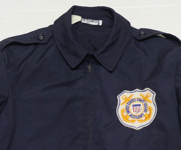 CJ64米軍実物USCGアメリカ古着ウインドブレーカー沿岸警備隊パッチ付き70’Sビンテージ38ミリタリージャケット濃紺系ドリズラージャケット拍卖