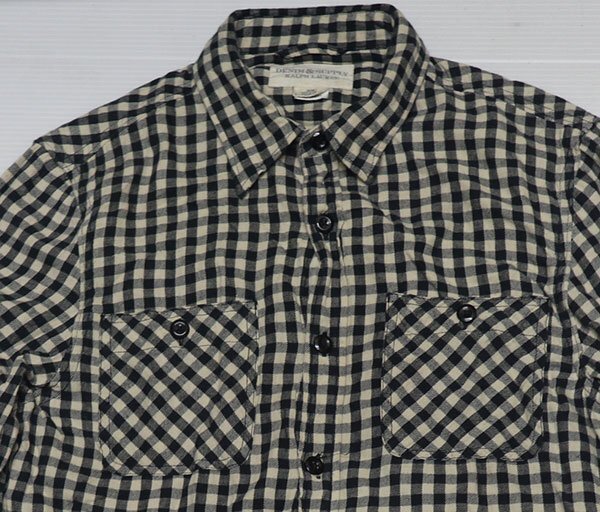 LS28ラルフローレンRALPH LAURENデニム&サプライDENIM&SUPPLYアメリカ古着チェックシャツ黒系xアイボリー系M長袖シャツ/オールド&レトロ拍卖