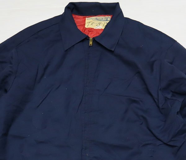 CJ45ワーク ウエアWORK WEARアメリカ古着アメリカ製ワークジャケット紺系コットンジャケット70’SビンテージSCOVILL中綿入りXLビッグサイズ拍卖