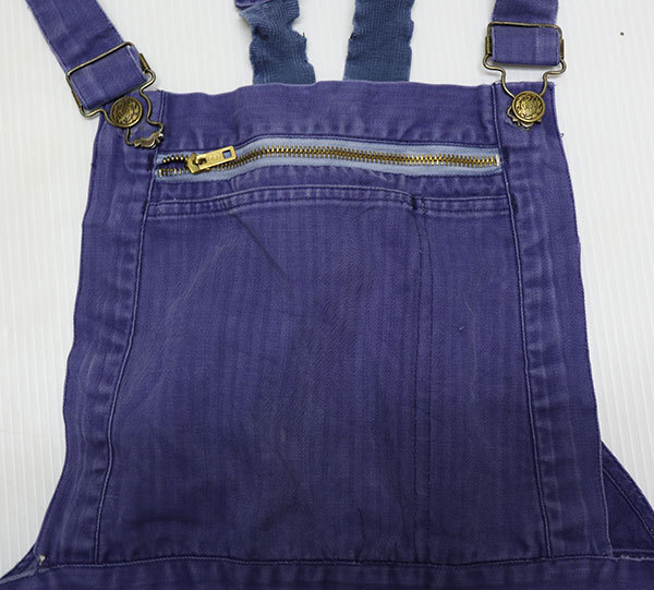 CO52オーバーオールUNKNOWNユーロ古着ヨーロッパ/ワーク薄紺系70’SビンテージHBTデニムパンツALL IN ONEオールインワン/オールド拍卖