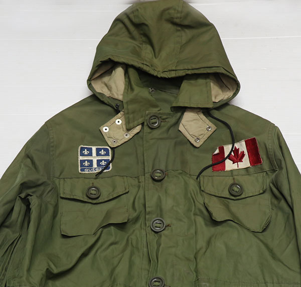 MJ87モッズコートUNKNOWNアメリカ古着カナダ製ミリタリージャケット緑系パーカー付きXLビッグサイズ80’Sビンテージ緑系ボーイスカウト拍卖