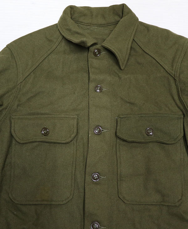 LS61米軍実物ARMYアメリカ古着ウールシャツSユーティリティシャツ長袖シャツ50'Sビンテージ緑系ミリタリーシャツ ボックスシャツ オールド拍卖