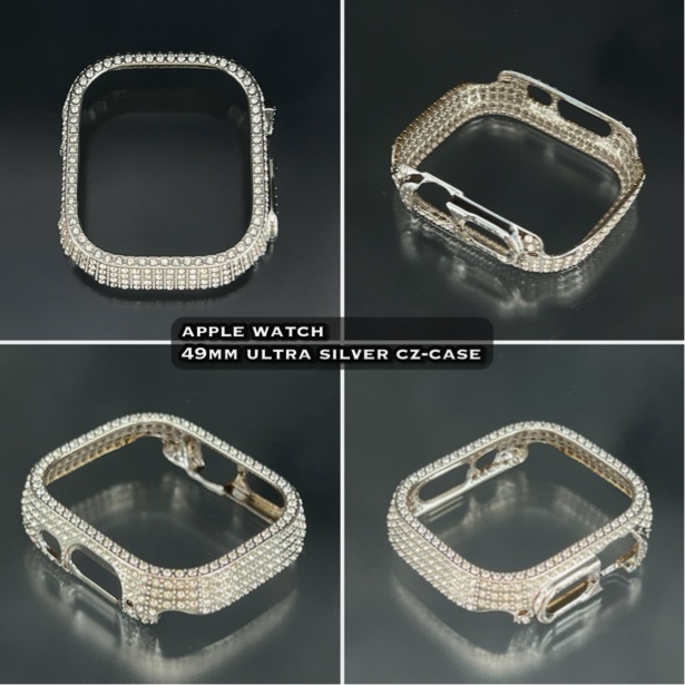 シルバー アップルウォッチ 49mm 49ミリ ウルトラ ultra CZ ベゼル カバー ケース APPLEWATCH拍卖