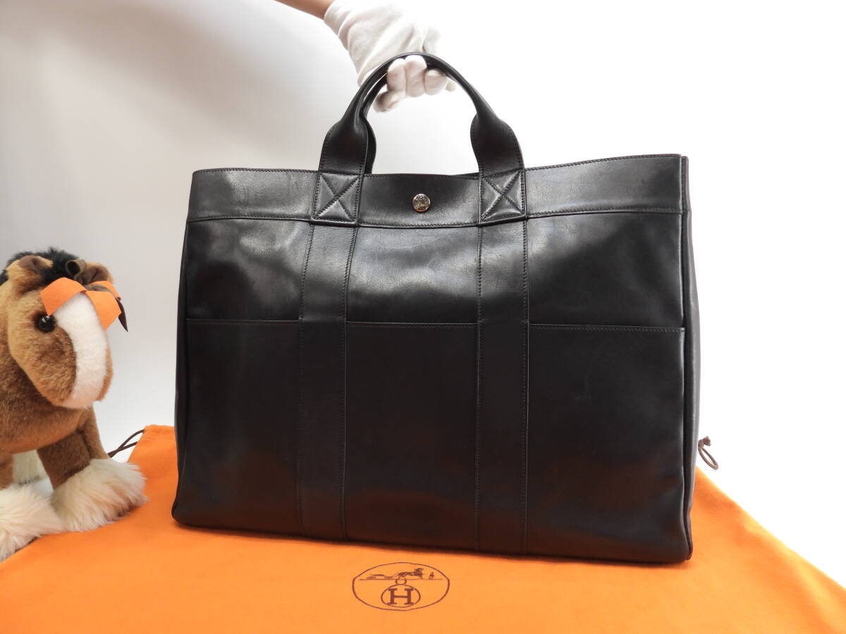 エルメス トートMM フールトゥ カーフレザー黒 ハンドバッグ トートバッグ@□E 13拍卖
