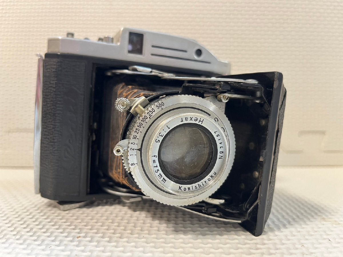 ■ Pearl II Hexar Konishiroku 75mm F3.5 蛇腹カメラ パール2 動作未確認 ジャンク扱い ヴィンテージカメラ ★拍卖