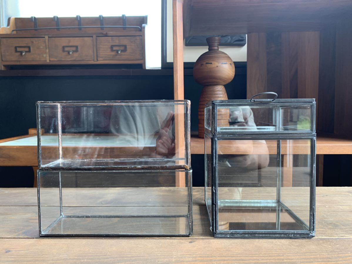 A0926-07★ビンテージ アンティーク ジュエリーケース 小物入れ ガラスケース 収納ケース インテリア 置物 3点セット拍卖