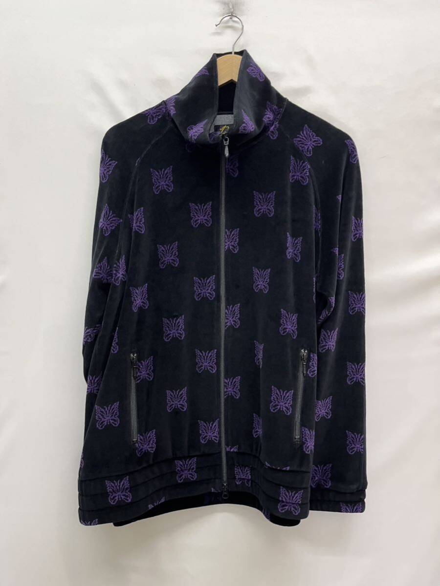 【needles】 ニードルズ ニードルス ジャージ LQ237 トラックジャケット Papillon Velour パピヨン ベロア ブラック パープル 34拍卖