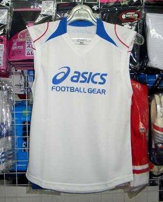 XS6212 アシックス ジュニアノースリーブシャツ 白×青 ホワイト×ブルー 130cm asics キッズ 子供 新品 レトロ *拍卖