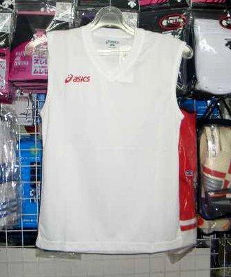 XS6609 アシックス ジュニアノースリブシャツ 白×赤 ホワイト×レッド130cm asics キッズ 子供 新品 レトロ *拍卖