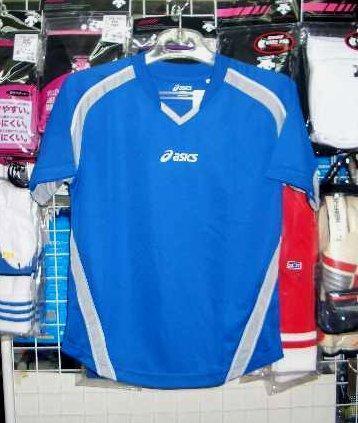 XS6215 アシックス ジュニア半袖シャツ 青 ブルー 140cm asics キッズ 子供 新品 レトロ 即決価格*拍卖