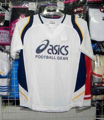 かっこいい アシックス XS6209ジュニア半袖シャツ 白×紺 ホワイト×ネイビー 160cm asics レトロ キッズ 子供 *拍卖