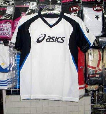 XS631B アシックス ジュニア半袖シャツ 白×黒 ホワイト×ブラック 140cm asics キッズ 子供 新品 レトロ 即決*拍卖