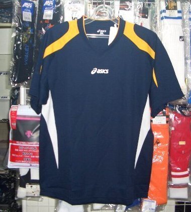 涼しい アシックス XS6022半袖プラシャツ 紺 ネイビー Oサイズ 大きいサイズ asics 新品 レトロ 即決価格/拍卖