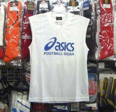 アシックス XS6605ノースリーブシャツ 白×青 ホワイト×ブルー120cm ジュニア キッズ 子供 asics 新品 レトロ 即決/拍卖