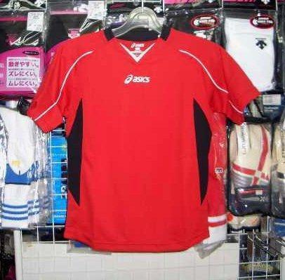 XS6222 アシックス ジュニア半袖シャツ 赤 レッド 140cm asics キッズ 子供 新品 レトロ 即決価格*拍卖